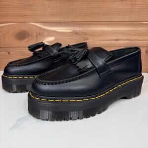 Dr Martens Women's Adrian Quad Black Leather Platform Loafer Shoes size 9
